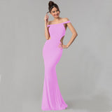 Women's Off Shoulder Maxi Evening Dress ¨C Elegant Formal Gown