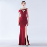 Satin Sling Exhibition Bridesmaid Etiquette Evening Dress