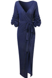 Sexy Solid Patchwork V Neck Evening Dress Dresses(3 Colors)