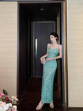 Green Sequin High-Slit Evening Dress ¨C Elegant Party & Formal Gown