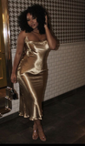 Suspender satin sexy retro evening dress for women backless strappy party tight dress Y4133