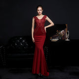 Full Lace European Diamond Toast Bride Fishtail Evening Dress