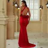 Party Cocktail Halter Backless Sheath Fishtail Evening Dress Women ¨C Small Trailing