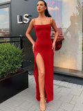 TARUXY Sexy Side Slit Dresses Women High Waist Sleeveless Slim Sundress Ladies Holiday Casual Bodycon Long Evening Dress Femme