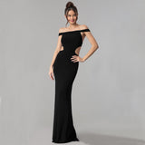 Women's Off Shoulder Maxi Evening Dress ¨C Elegant Formal Gown