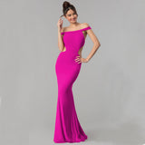 Women's Off Shoulder Maxi Evening Dress ¨C Elegant Formal Gown