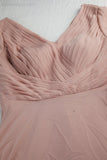 Women Chiffon V Neck Long Sleeves Knee Length Bridesmaid Prom Evening Dress Wedding Party Shopping SY28107
