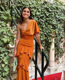 Chic Orange Mermaid Prom Dress Orange Evening Dress Y4742