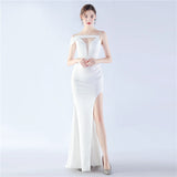 Satin Sling Exhibition Bridesmaid Etiquette Evening Dress
