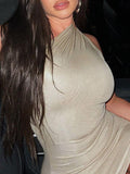 Skinny Asymmetric Shiny Solid Color Split-Joint One-Shoulder Evening Dresses Mini Dresses