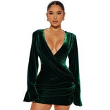 Women's Velvet V Neck Backless Sheath Evening Dress ¨C Elegant & Alluring