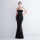 Bottom Sequin Suspender Party Sequined Dress Long Banquet Slim Fit Evening Dress Elegant