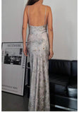 Mulberry Silk Floral Print  Manon Silver Dress Gown