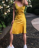 Amber Yellow Mulberry Silk dress