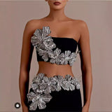 Bandage Dress Set with Rhinestone Details Prom Dress