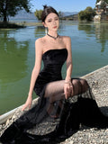 Black Strapless Evening Dress ¨C Elegant Formal & Beach Party Look