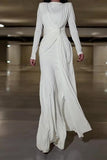 Celebrities Elegant Solid Fold O Neck Evening Dress Dresses