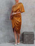 Single Sleeve Irregular Evening Dress