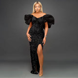 Sexy Ruffles V-neck Elegant Sequ High-End Maxi Dress Ladies Banquet Evening Dress Women Party Dre