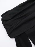 Long Sleeves Skinny Pleated See-Through Solid Color Split-Joint Off-The-Shoulder Evening Dresses Maxi Dresses