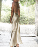 Daisy Khaki Silver Draped Dress Gown
