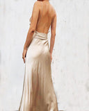 Daisy Khaki Silver Draped Dress Gown