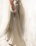 Daisy Khaki Silver Draped Dress Gown