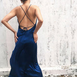 Dark Blue Crystal Slip Dress