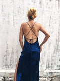 Dark Blue Crystal Slip Dress