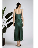 Deep Green V Neck Slip Dress