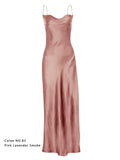 Draped Bronze Backless Mulberry Silk Cowl Neck Slip Dress