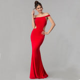 Women's Off Shoulder Maxi Evening Dress ¨C Elegant Formal Gown