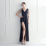 Handmade Beaded Socialite Car Model Long Evening Dress for Dinner Performance