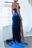 Sexy Casual Solid Backless Slit Strapless Evening Dress Dresses