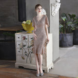 Colorful Sequin Cocktail Evening Dress Women Short Party Gathering Fairy Dress