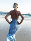 Gabrille Serenity Blue Mulberry Backless Slip Dress