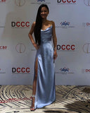 Hui Draped High Slit Dress Gown