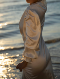 100% Mulberry Silk Jayda Dress Gown Champage White