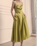 Jelena Green Mulberry Silk Slip Dress
