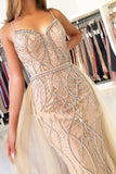 Mermaid Sweetheart Beading Long Prom Dress With Tulle Train