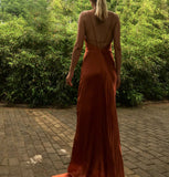 Orange Burnt Aiza Mulberry Sik Dress Gown