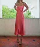 Rose Cowl Neck Mulberry Silk Slip Dress