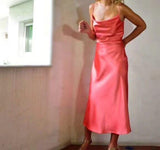 Rose Cowl Neck Mulberry Silk Slip Dress