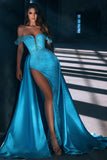 Sexy Long Mermaid Off-the-shoulder Prom Dress with Slit