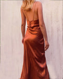 V neck Bronze  Mulberry Silk Slip Dress