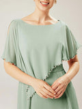 Sheath/Column Scoop Short Sleeves Mother of the Bride Dresses with Tassel