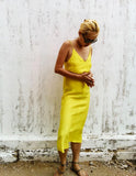 Yellow Cupro V Neck Slip Dress
