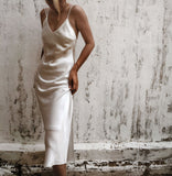 Zohra White V Neck Slip Dress